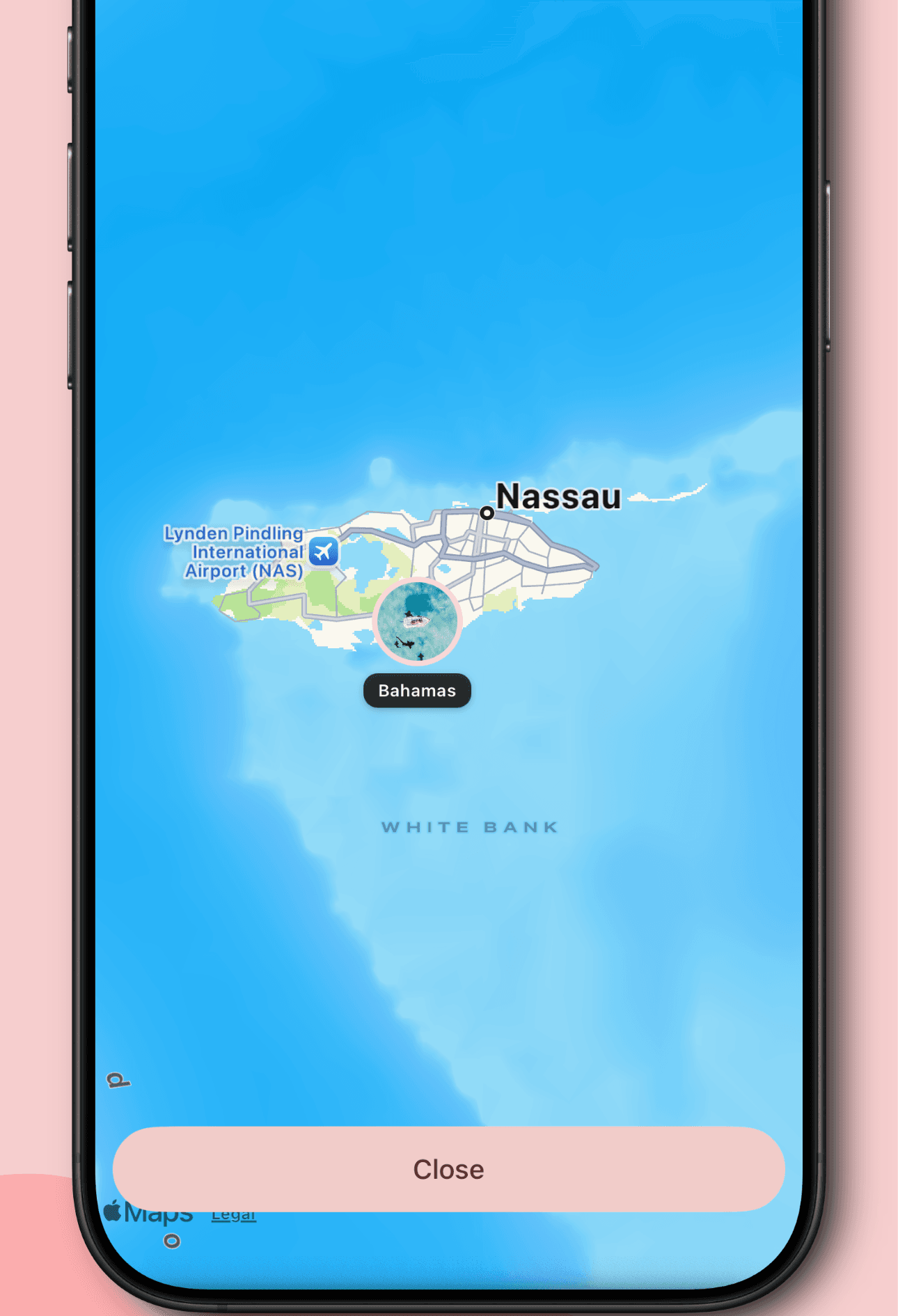 Map view showing saved memories pinned to places